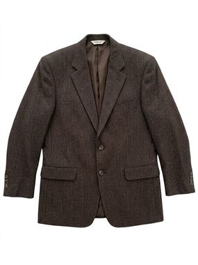 Pronto Uomo Mens 43R Brown Wool Tweed Sport Coat Blazer Jacket Preppy 90s